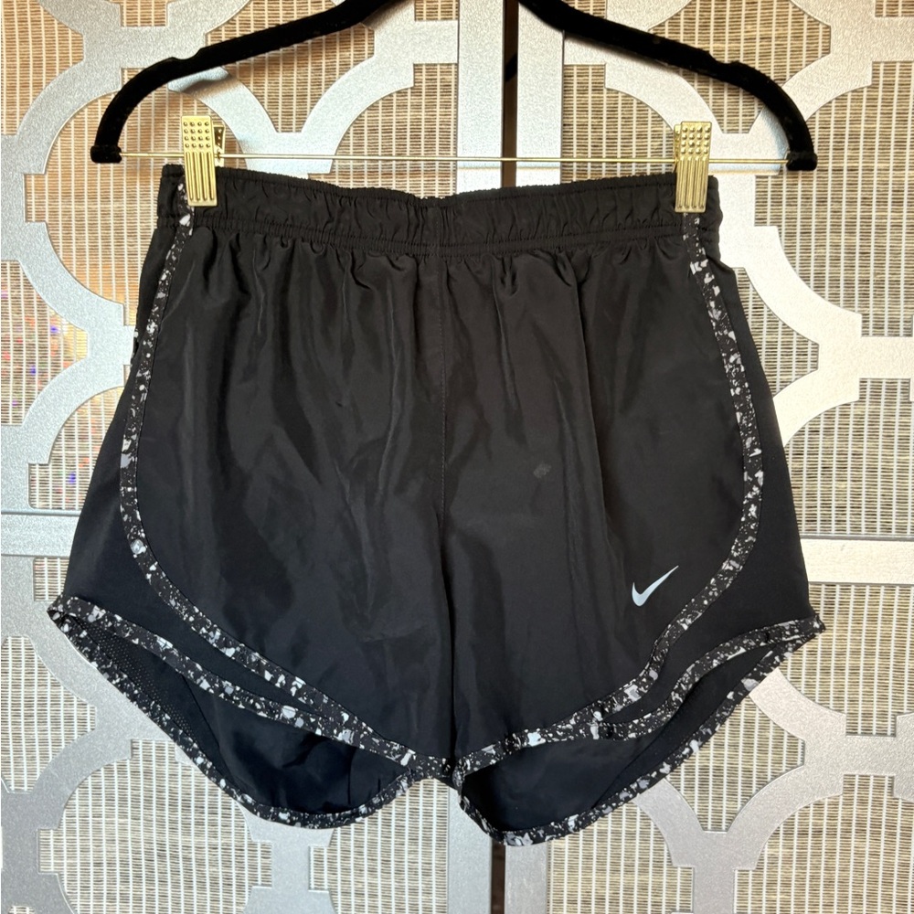 Nike Women's Black Athletic Shorts with Patterned Trim